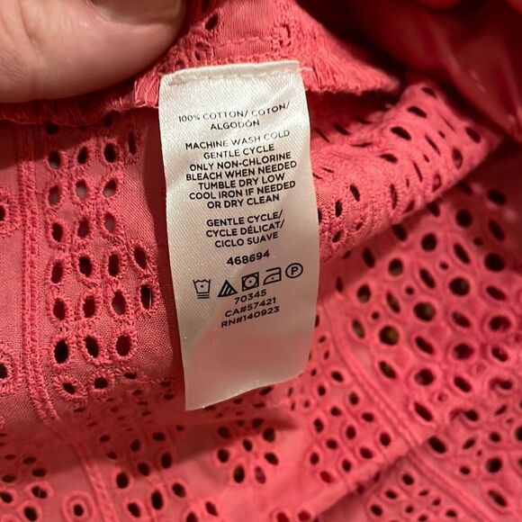 Loft coral eyelet peplum blouse size small - Picture 7 of 7